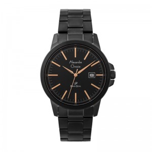 Alexandre Christie AC 1008 Full Black Steel Rosegold Tick MDBIPBARG